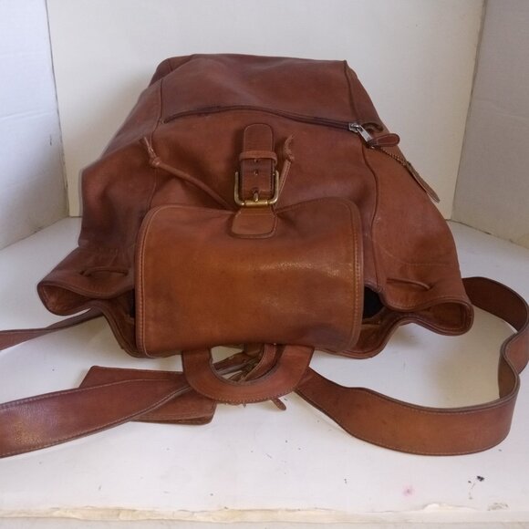 *RARE* COACH '80s XL Traveler Drawstring Flap Backpack Rucksack Brown 4040-103 - Picture 9 of 16
